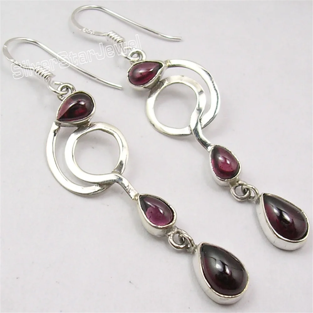 Many Color Ethnic Semi-precious Stone Dangle Earring 2.4 Inch