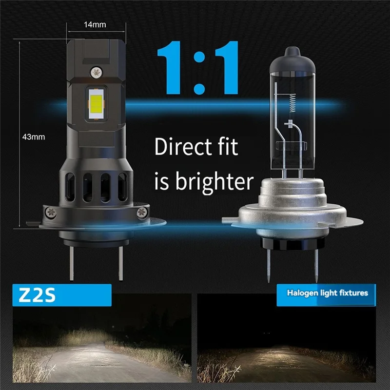 2개 3300LM H7 LED 헤드라이트 전구 무선 66W CSP 자동차 헤드램프 자동 다이오드 램프 H7 터보 LED 12V 6000K