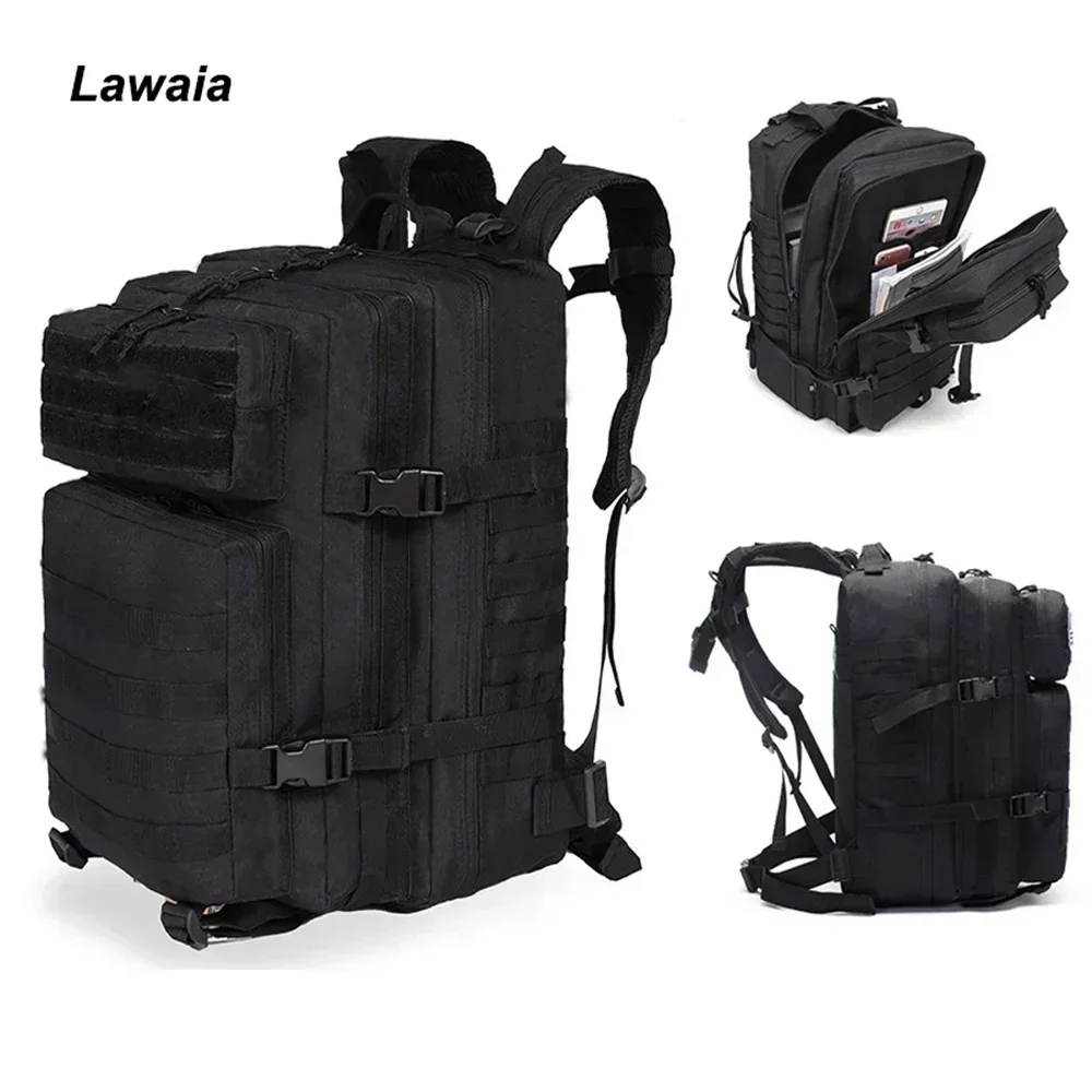 Lawaia-사냥 배낭 야외 군사 배낭, 전술 스포츠 캠핑 하이킹 50L 1000D 나일론 방수 트레킹 백팩
