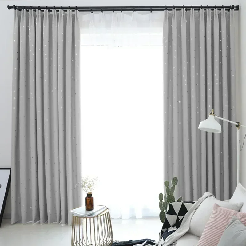 

90140-STB-Curtains for Living Room Bedroom Simple Princess High Blackout Cloth Gauze Integrated Window Light