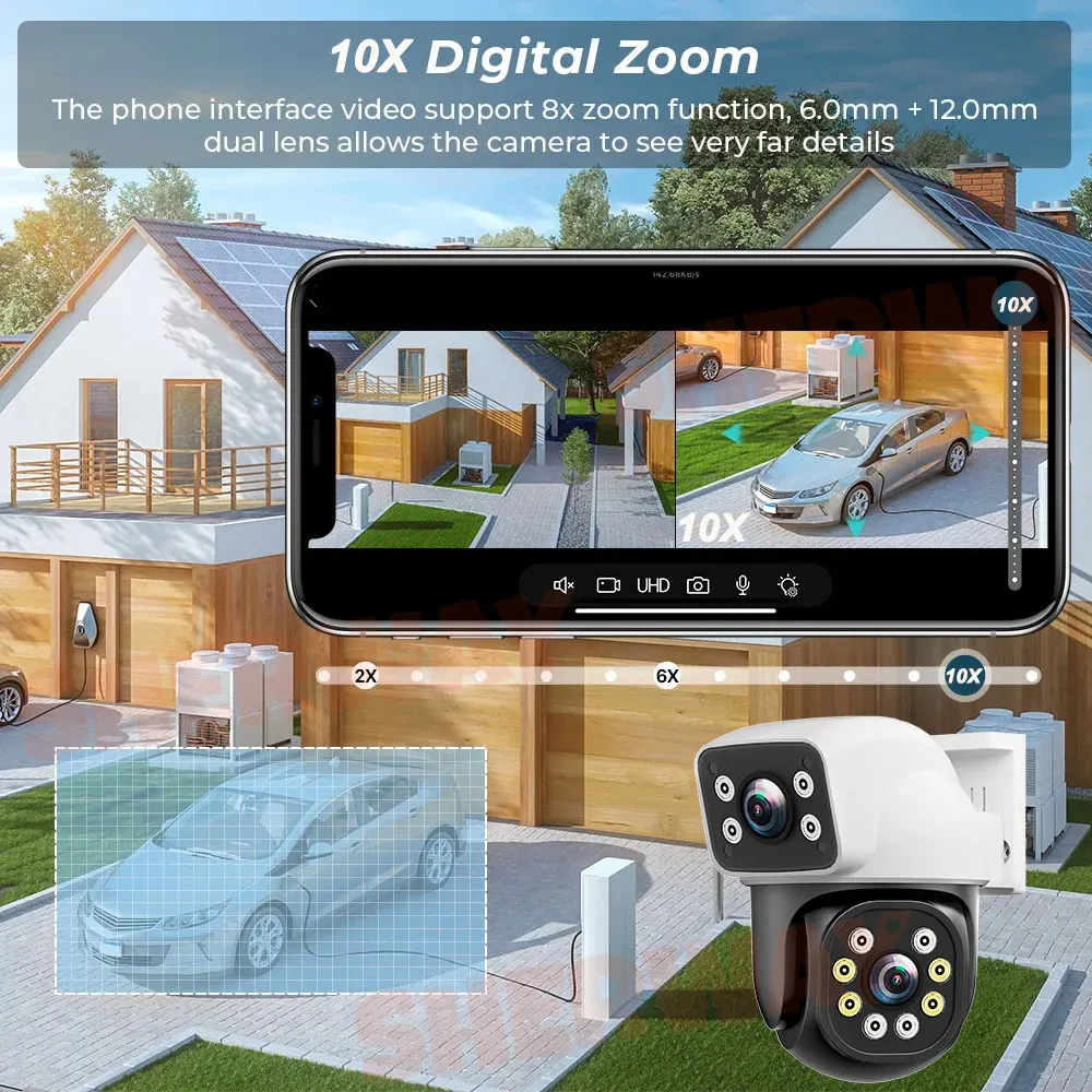4K Dual Lens Wifi PTZ Camera 8MP Dual Screen Security Cameras Outdoor Color Night Vision Auto Tracking Surveillance IPC360 Home 3