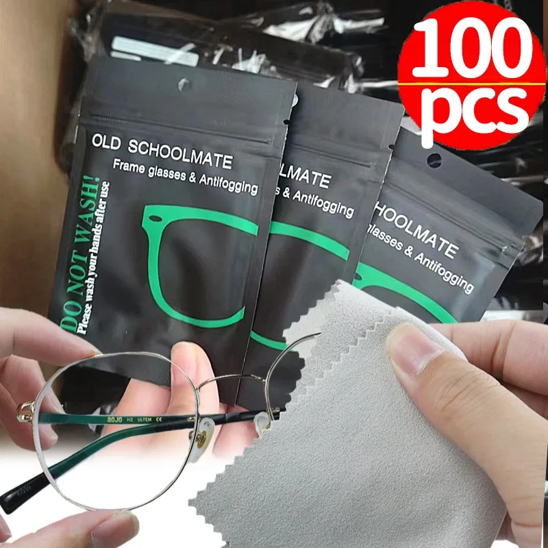 1/100Pcs Super Anti-fog Glasses Cloth for Eyeglasses Wipes Lens Cloth Defogger Suede Pre-moistened Chamois Sunglasses Wipes 2