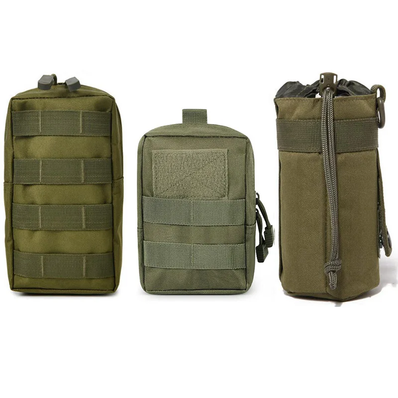 

3PCS/SET Tactical Molle Pouch Military Utility Tool Waist Bag EDC Pouch Drawstring Water Bottle Pouch Hunting Phone Pocket