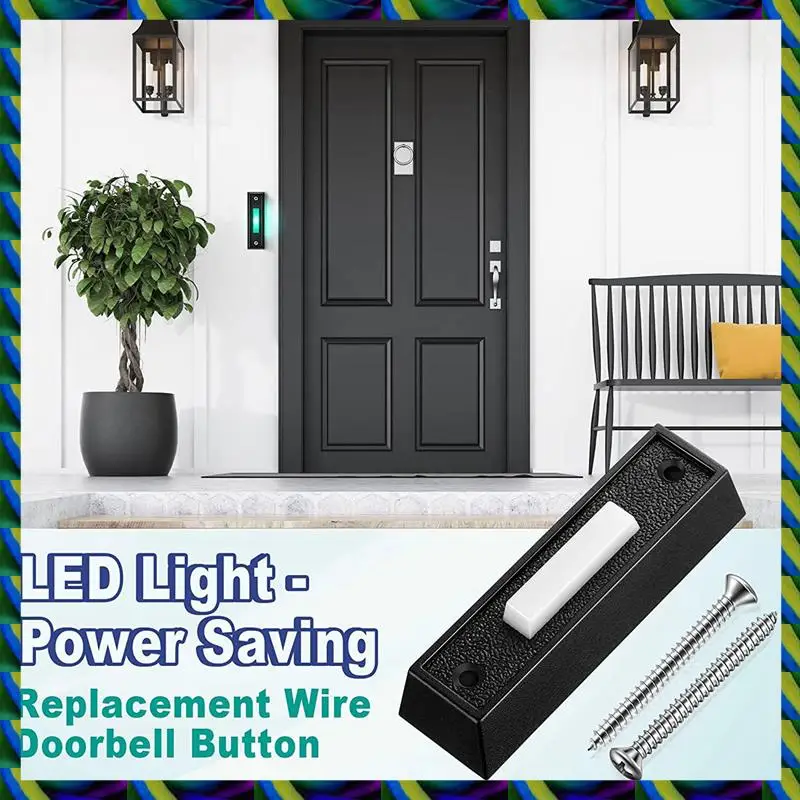 LED Lighted Doorbell Button, Upgraded Solid And Sleek Metal Wall Mounted Door Bell Push Buttons For Home, Universal Garage Door Opener Switch (Retro - View #11