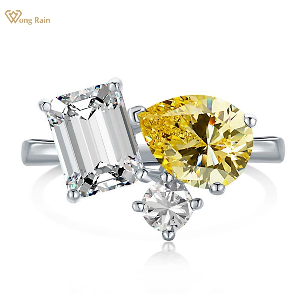 

Wong Rain 100% 925 Sterling Silver Lab Sapphire Aquamarine Citrine Gemstone Ring For Women Engagement Fine Jewelry Free Shipping