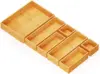 7-Piece Bamboo Drawer Organizer Storage Boxes Set, Wood Tray Junk Drawer Organizers Multi-Use Divider Bins for Kitchen, 1