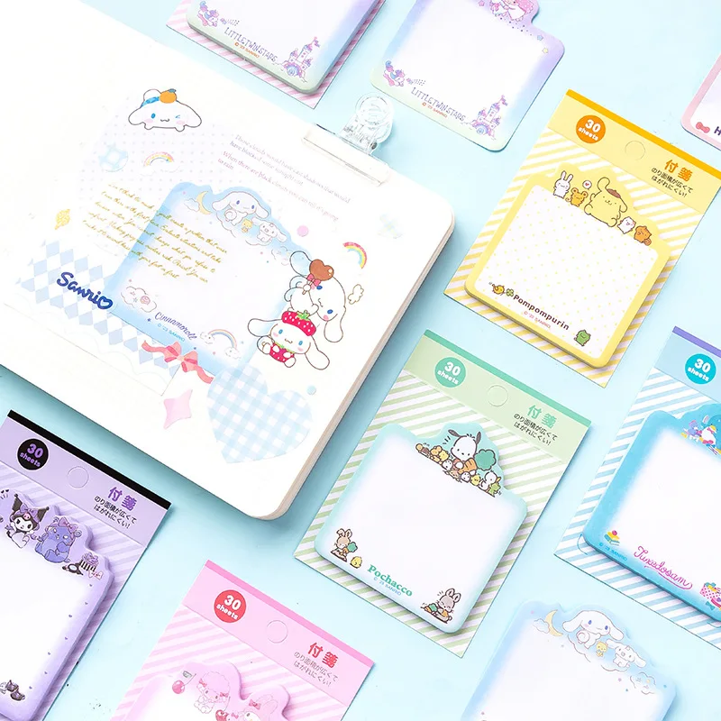 Kuromi Melody Kitty Memo Pad Kawaii Sanrio Hangyodon XO Pochacco Sticky Note Notepad Planner Sticker Post School Supplies 3