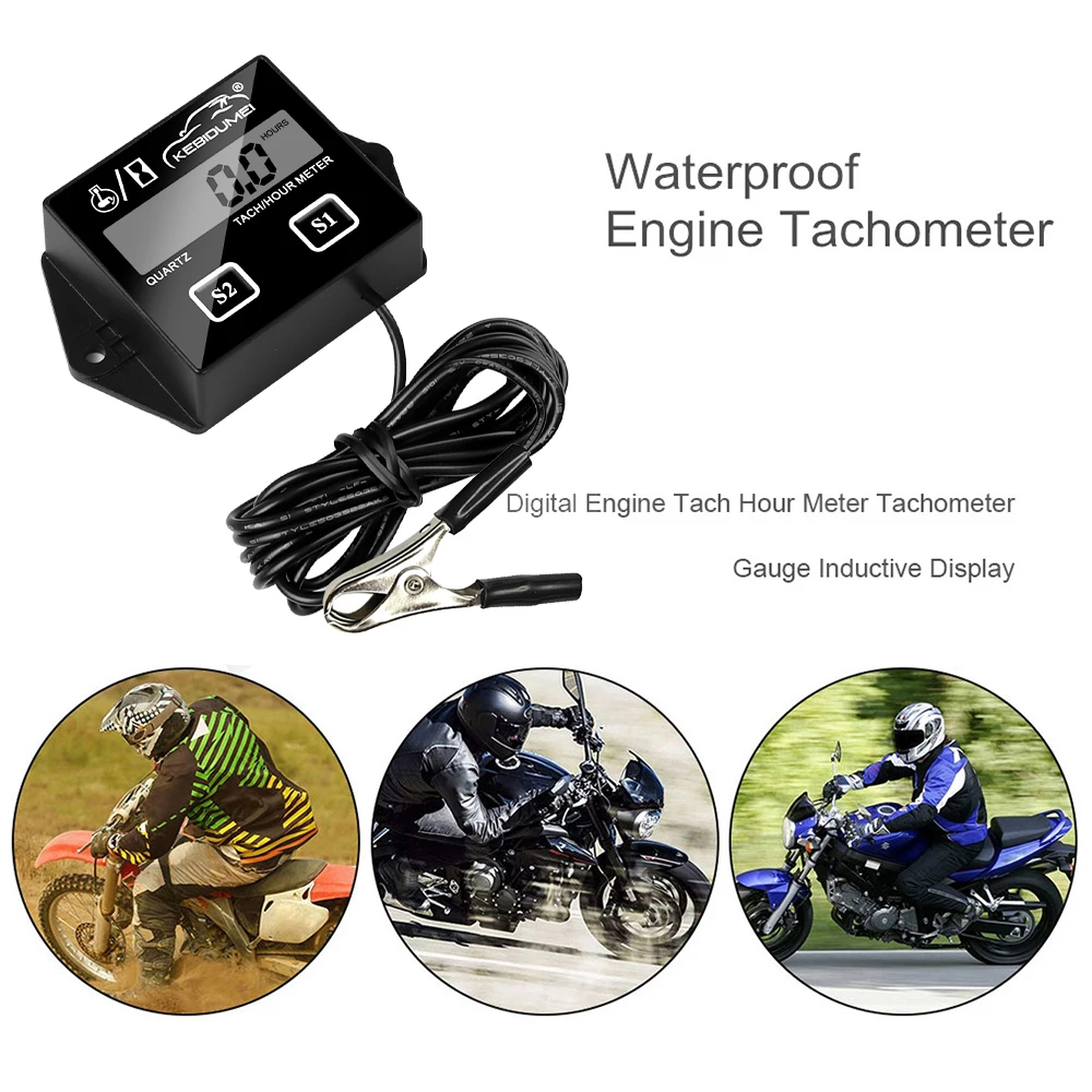 Engine Tachometer RPM Gauge Inductive For Motorcycle Marine chainsaw Stroke Engine Boat