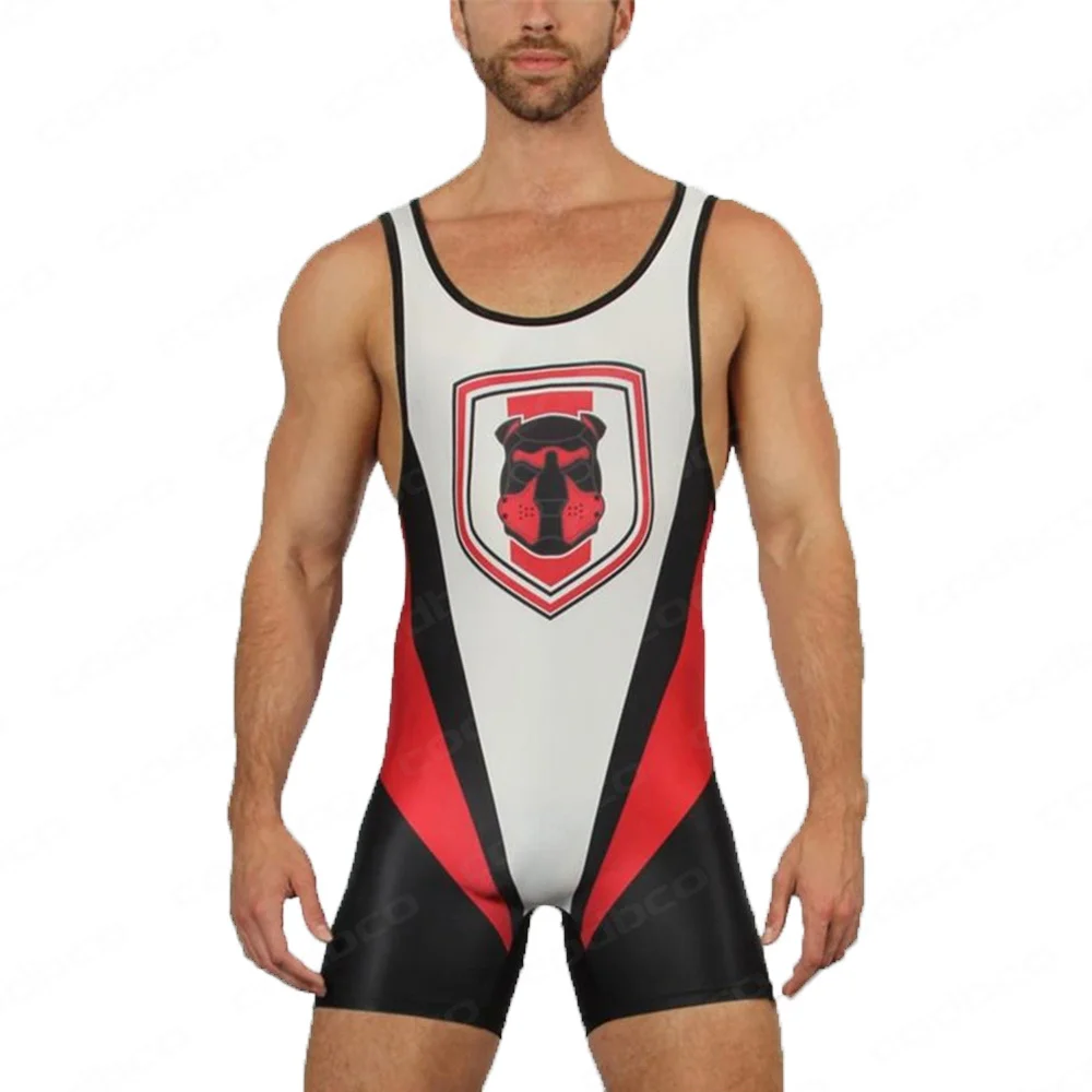 Sports Suit Men's Wrestling Singlets One Piece Bodysuit Professional Coverall Training Competition Freestyle GYM Skinsuit