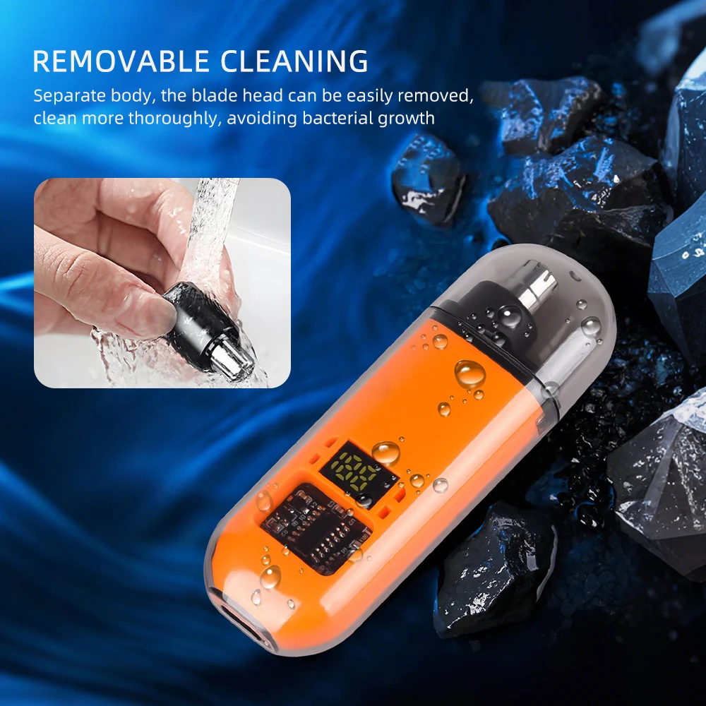 Portable Electric Ear Nose Hair Trimmer And Facial Hair Remover Smart Digital Display Battery Level Simple Operation