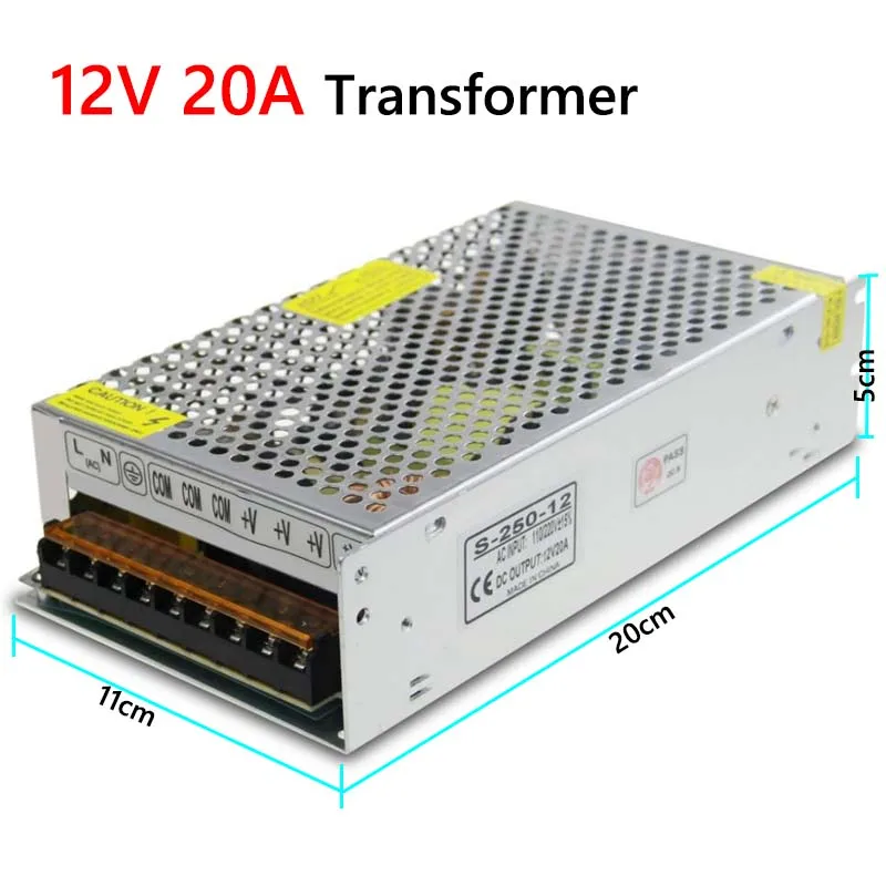 DC 12V 20A 240W แหล่งจ่ายไฟ LED AC 110 V/220 V ถึง DC 12V Power Adapter สําหรับ LED Strip Light กล้องวงจรปิดกล้อง Router Appliance 1