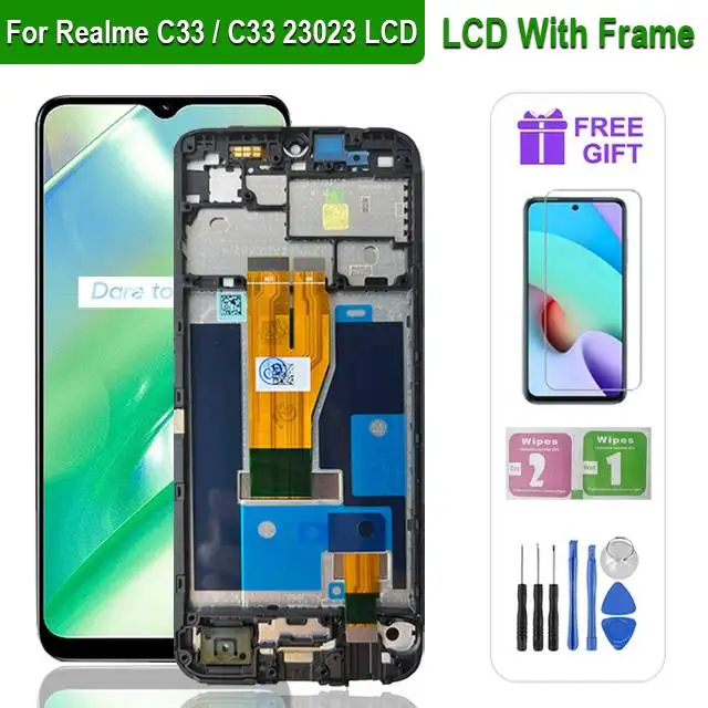 Écran LCD + Vitre Tactile Pour Realme C33 4G (RMX3624) - 6.5 Pouces, Noir, Neuf Sous Garantie 1 An