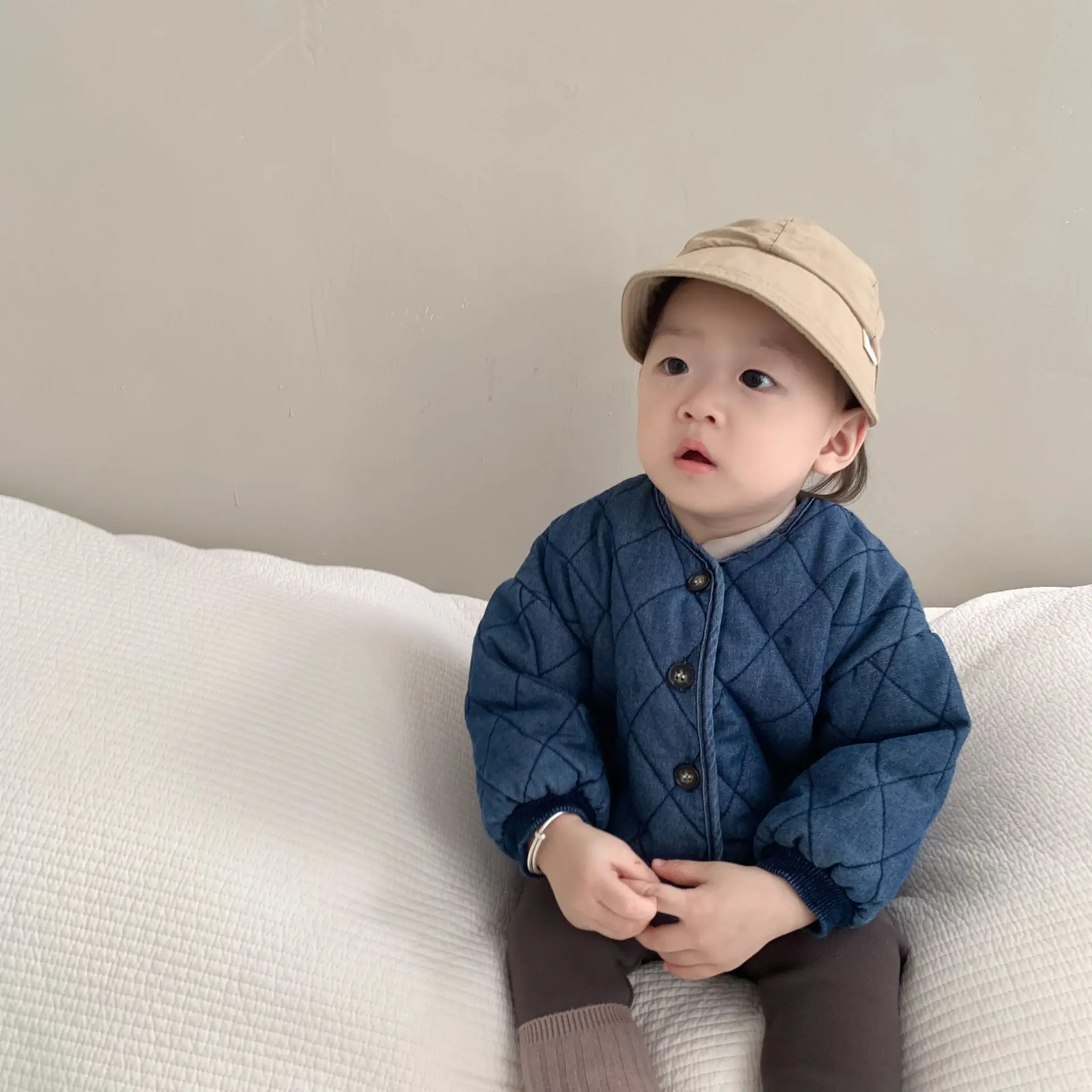 Baby Jacket Baby Coat Children Jacket Winter Baby Long Sleeve Warm Coat Plus Velvet Thick Infant Girl Denim Jacket Toddler Boy Casual Cardigan Kids Clothes