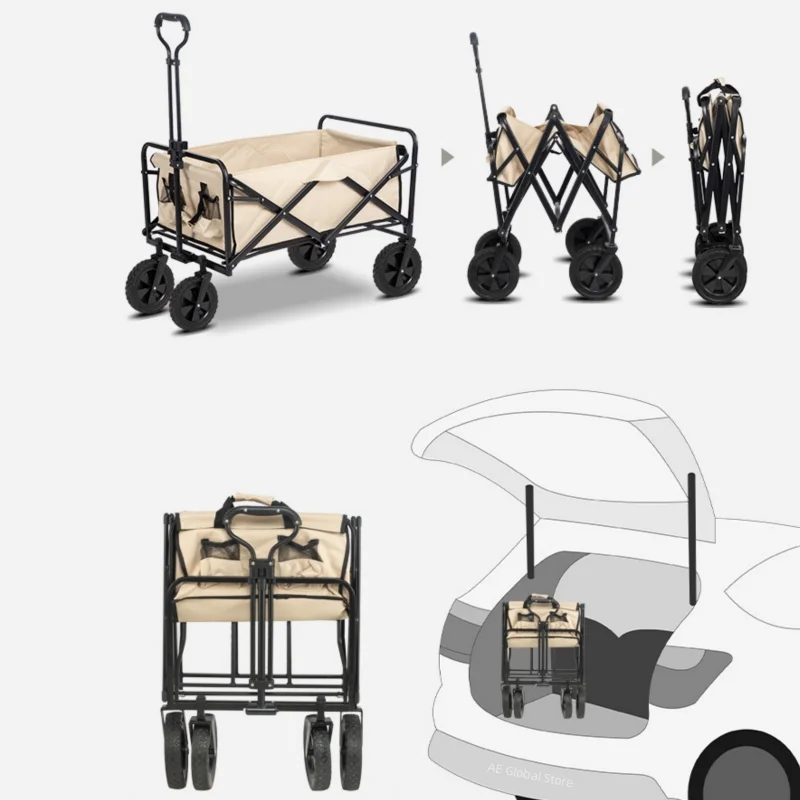 Carrito plegable para acampar, carrito de gran capacidad, carrito de Picnic  para fiesta al aire libre, carrito de jardín - AliExpress