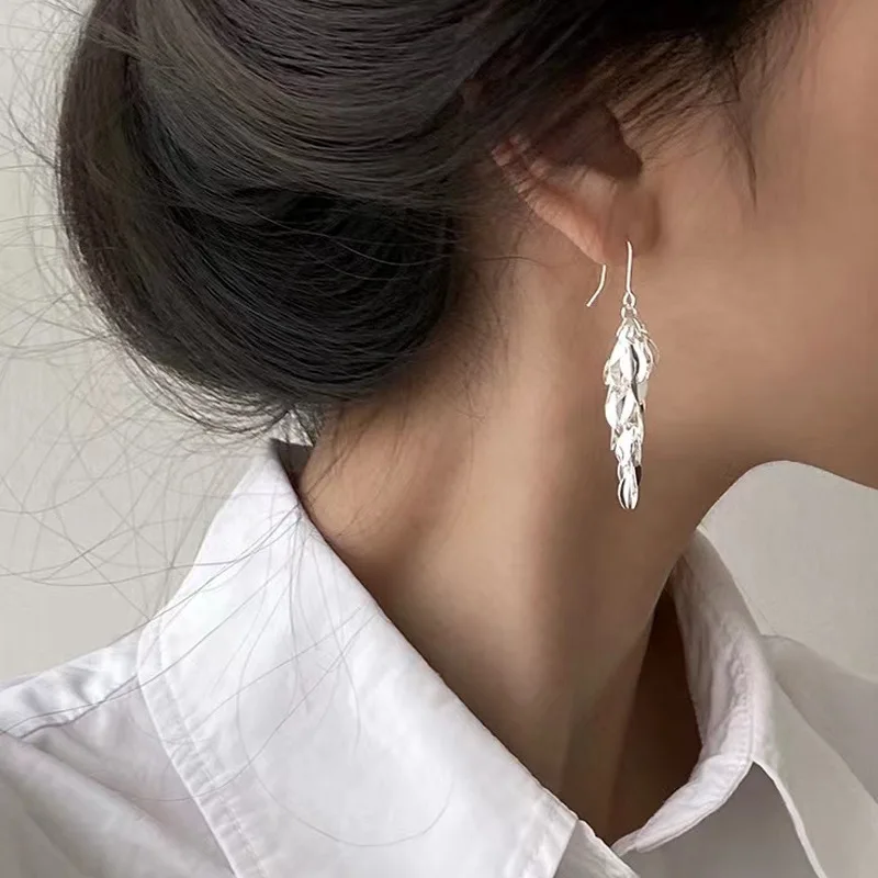 

New microwave sparkling super fairy quality wheat sequin fringe earrings women's senior sense personality earrings wholesale