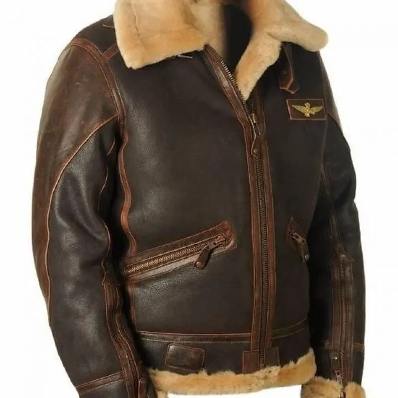 

Air Force Pilot Leather Jacket Men Plus Velvet Thickened PU Leather Jacket Male Fur Coat Outwear Autumn Winter Men Clothing