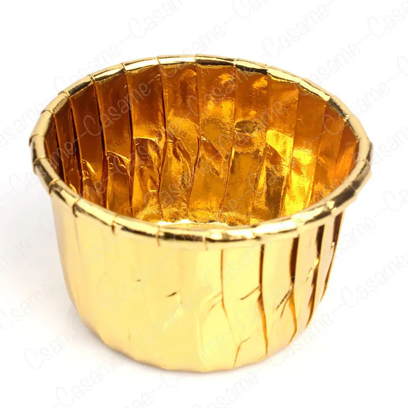 50pcs/Pack Gold Foil Silver Muffin Cupcake Liner Cake Wrappers Baking Cup Tray Case Cake Paper Cups Pastry Tools Party Supplies