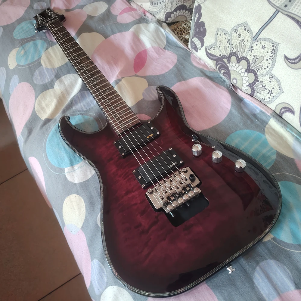 Sche cter Hellraiser C-1FR purple quilted maple top heavy metal electric guitar, EMG active pickup, in stock, ping