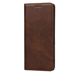 Leather Flip Wallet Case with Magnetic Closure and Card Holder for Case add Glass Film (Brown)