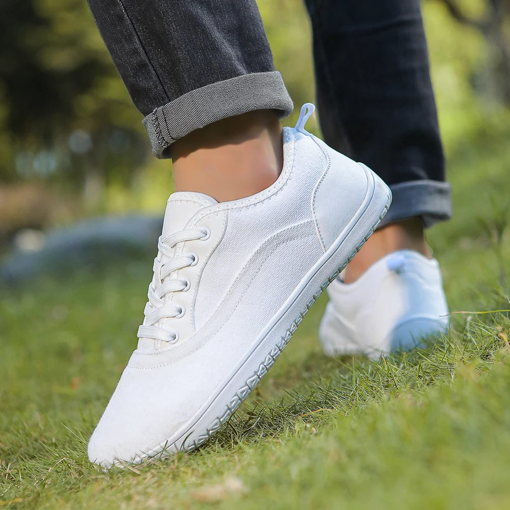 Men Minimalist Barefoot Shoes Women Wide Toe Zero Drop Sneakers Matte Artificial Leather Casual Lace Up Fashion Shoes 4