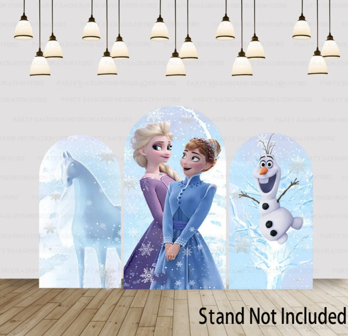 

Olaf Elsa Anna Arch Backdrops Cover Cartoon Frozen Snowman Princess Photography Background Cover Kids Birthday Arched Background