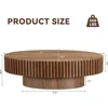 43.7''Oval Drum Coffee Table Handcrafted Relief Sturdy Pedestal Wooden Olive-Shaped Tea Table for Living Room 2