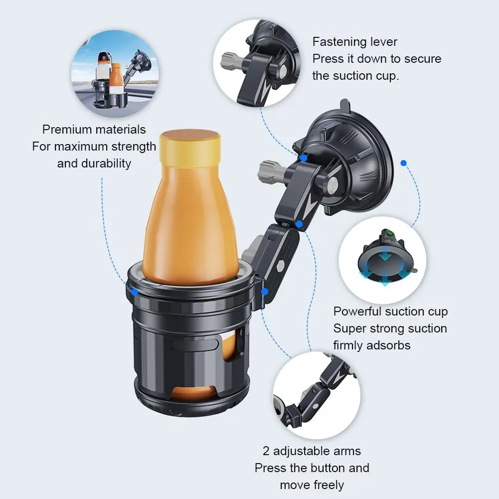 다기능 자동차 흡입 컵 홀더 회전식 듀얼 컵 홀더 지원 대시 보드 창용 접이식 컵 음료 스탠드