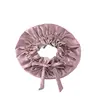 Birdtree 16.5Momme 100%Mulberry Silk Bonnet Cap Night Bow Knot Round Cap Ladies Hair Care Cap Stretchy Band Hair Wrap A41220QM 4