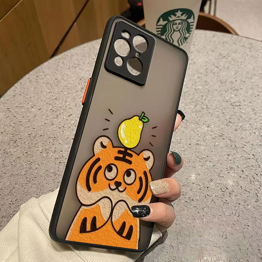 thumbnail image 1 of Funda de teléfono mate para OPPO Realme 10 9 9I 8 8I 7 7I 6 5 FIND X3 X4 PRO 4G 5G Funda Coque Capa Shell lindo pequeño tigre, 1 of 5