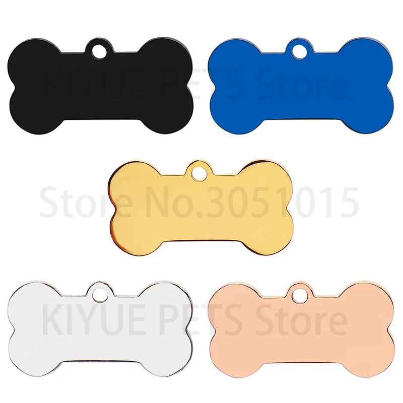 Stainless Steel 20Pcs Bone Dog ID Tag Keychain Engraved Pet ID Name For Dogs Collar Tags Pendant Keyring Bone Pet Accessories