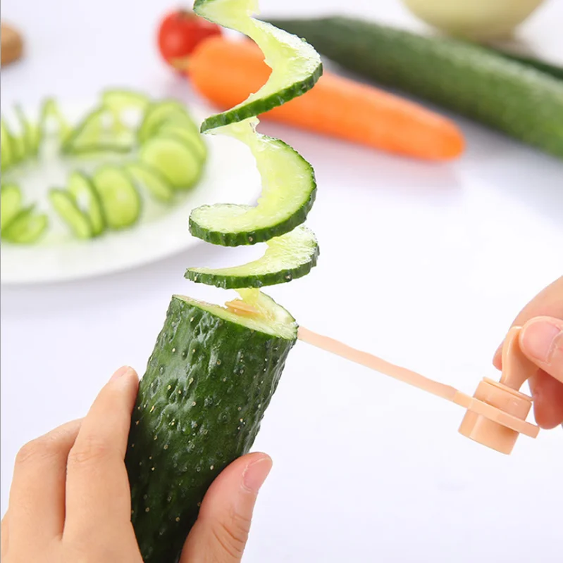 Cheers.US 4 Pcs Vegetables Spiral Knife Carving Tool Potato Carrot Cucumber  Salad Chopper Manual Spiral Screw Slicer Cutter Spiralizer, Kitchen