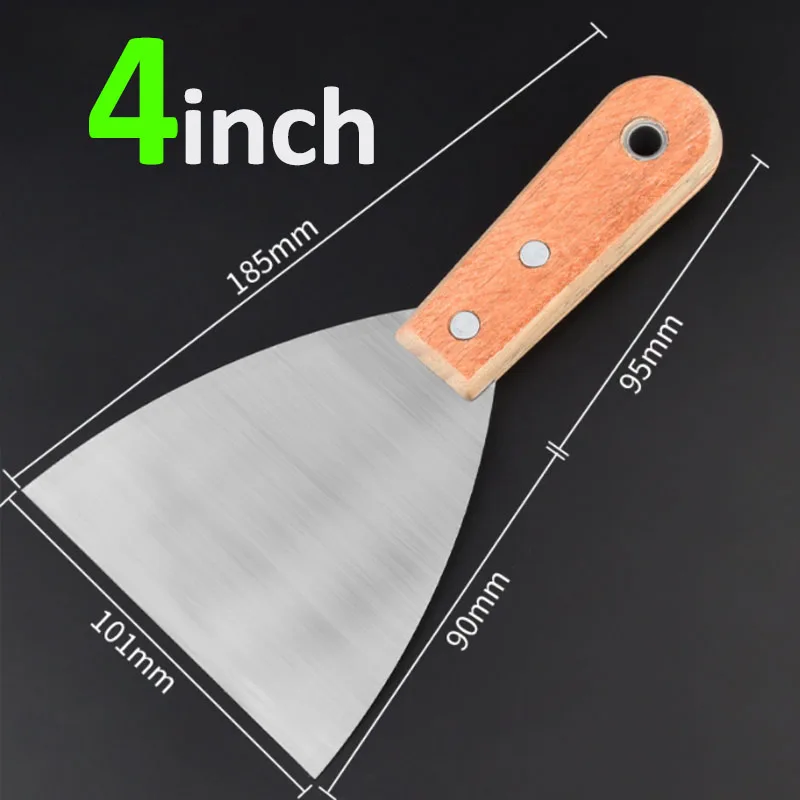 Putty Knife Wood Handle Iron Blade Drywall Plastering Scraper Shovel Construction Tool 2/3/4/5Inch Cleaning Scraper Blade Shovel putty knife scraper drywall spatula