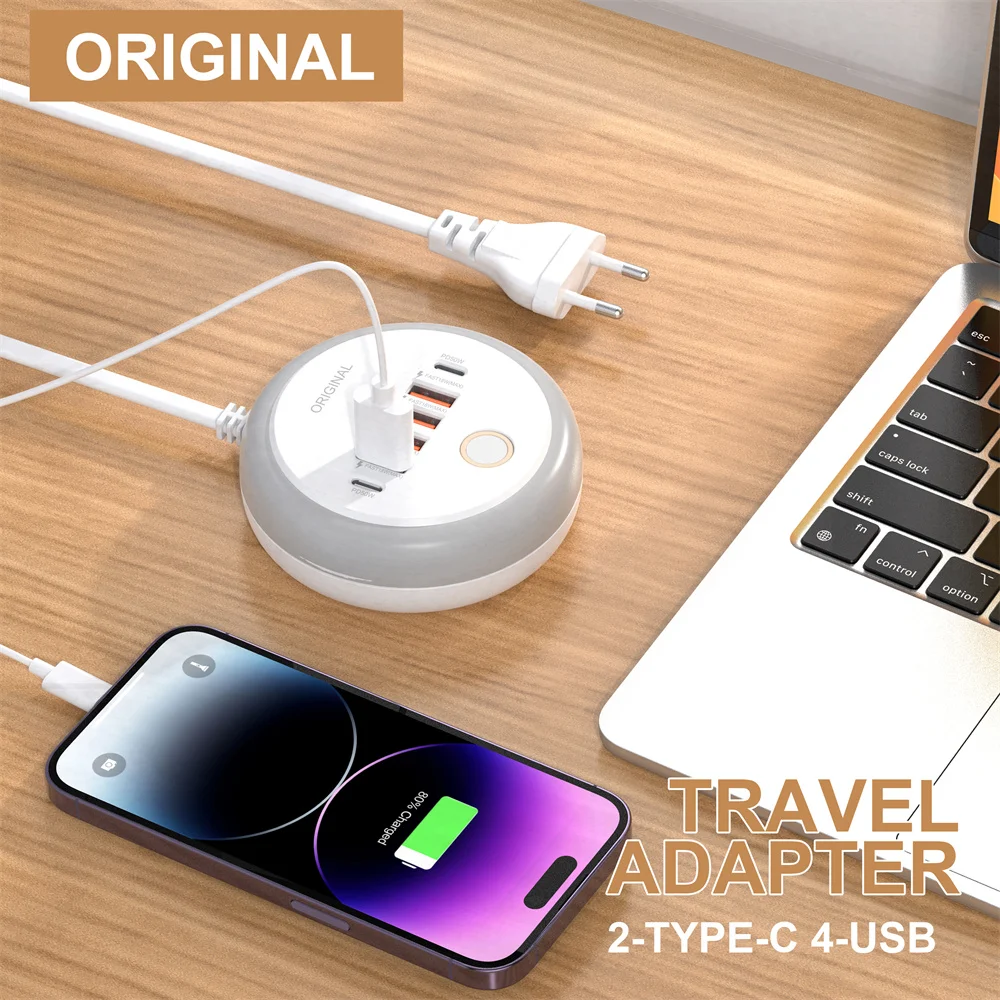 50W USB Power Strip Multi Port Type C Fast Charge Charger Socket For iPhone Sams
