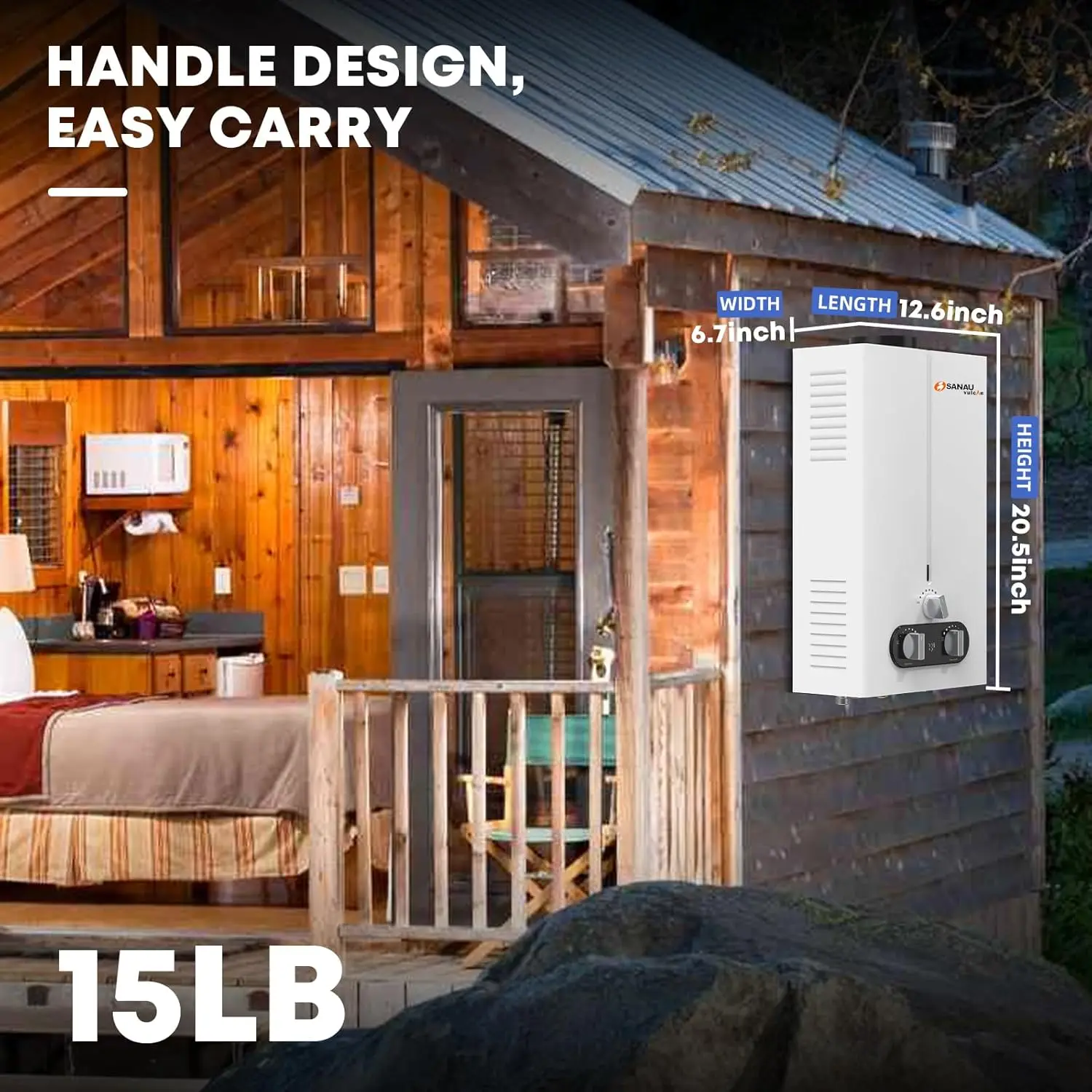 7L 1.85GPM Portable Water Heater Outdoor Tankless Water Heater Propane with Shower Kits On Demand Hot