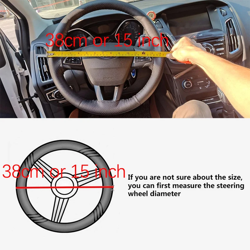 Braid On Car Steering Wheel 38cm Texture Soft PU Artificial Leather Car Covers steering wheel cover