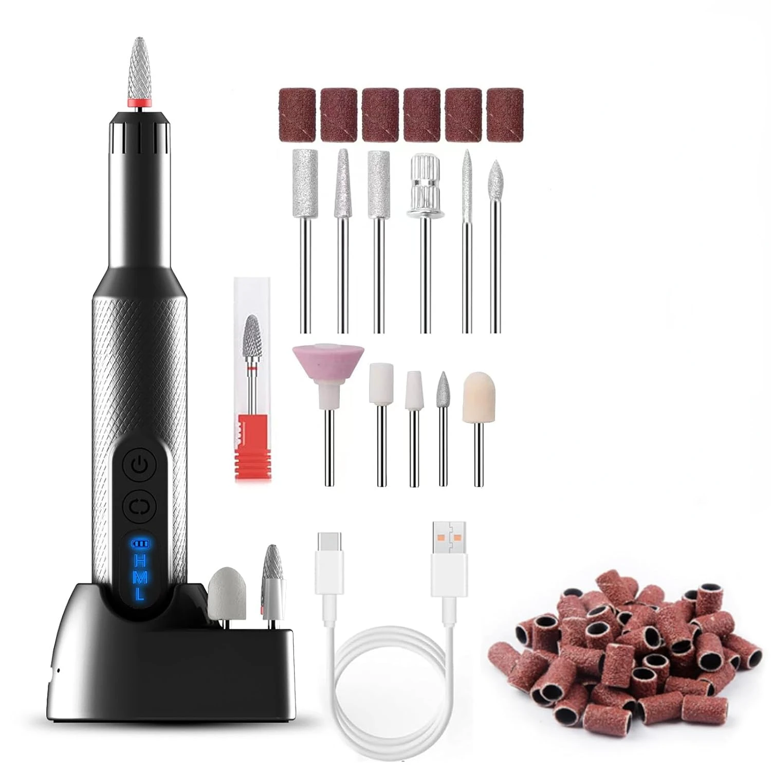 Professional Rechargeable Nail Drill Kit-Portable Beauty Tool for Acrylic, Manicure, Pedicure-Grinder, Polisher, Trimmer W