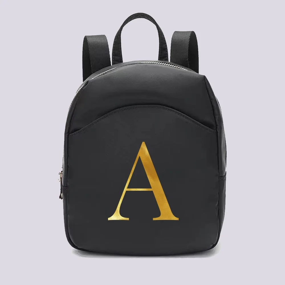 Small Backpacks Women Fashion 26 Letter Printing Female Mini School Bags Black Rucksack for Girls 2022 New Casual Backpack