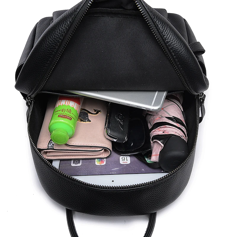 Fashion Female Travel Back Pack 100% Genuine Leather Women's Backpacks Luxury Solid Color Cow Leather Women Backpack School Bags 6