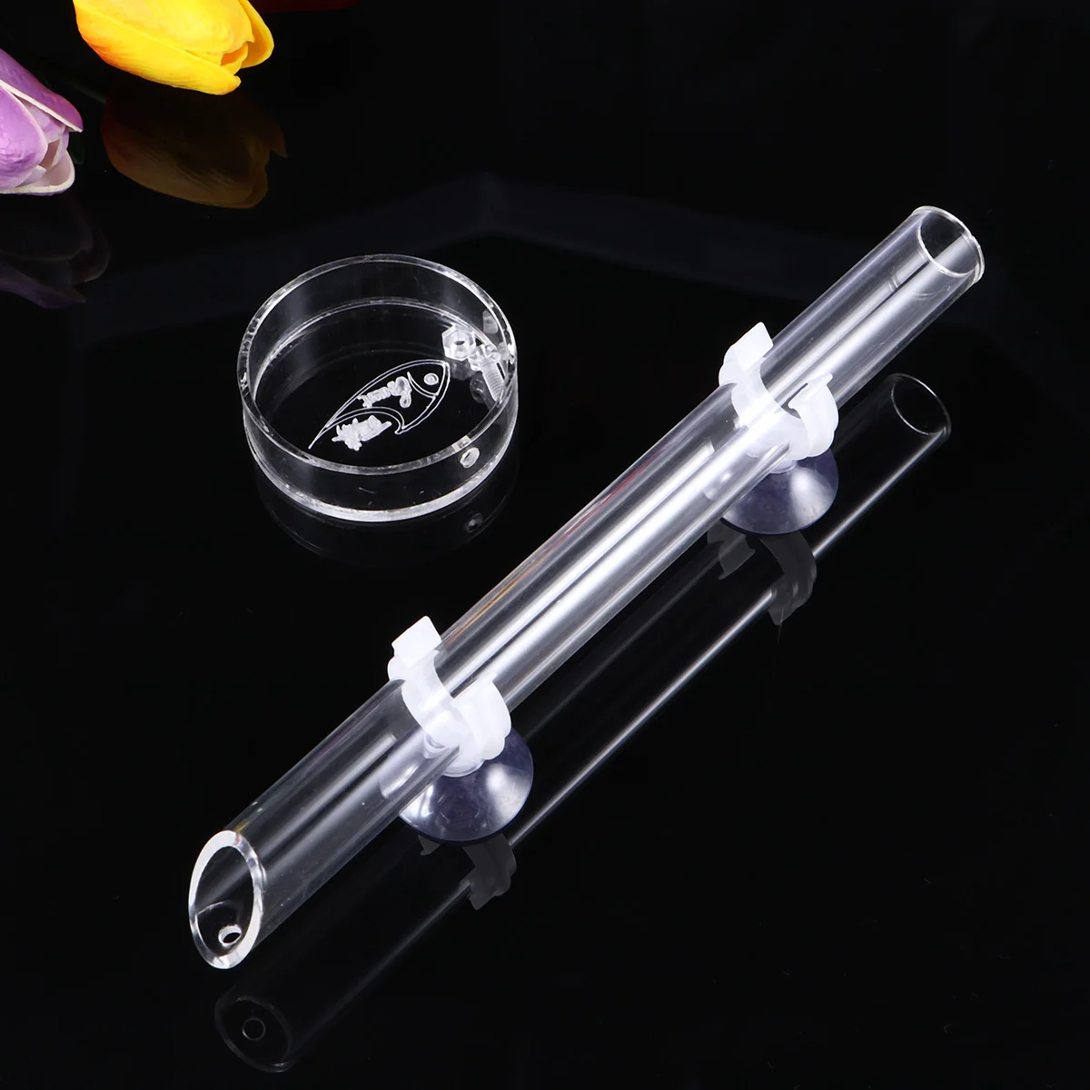 

Behogar Shrimp Feeding Dish Acrylic Shrimp Food Feeder with 6cm Dish Bowl for Aquarium Fish Tank Fish Food Feeding Tube