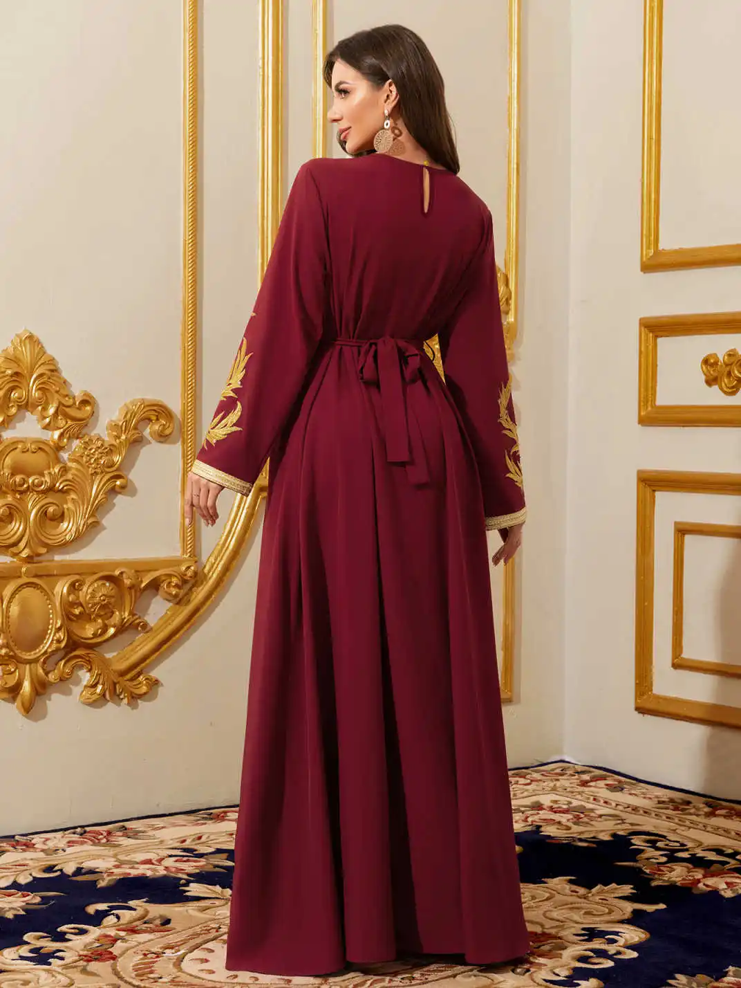 عبايات مطرزة للنساء المسلمات المغربي الأزهار ماكسي...