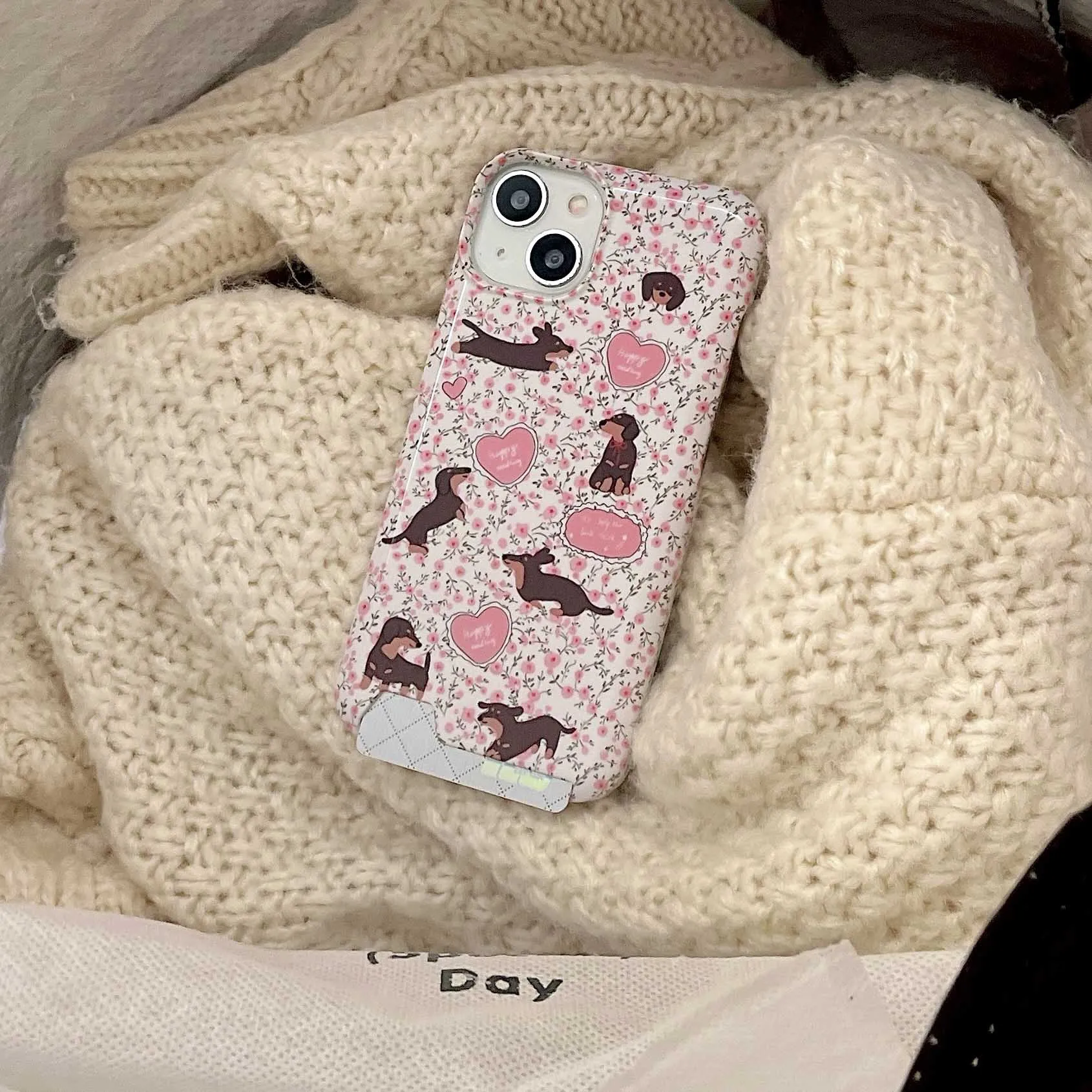 Korea Little Flower Dog Phone Case for iPhone