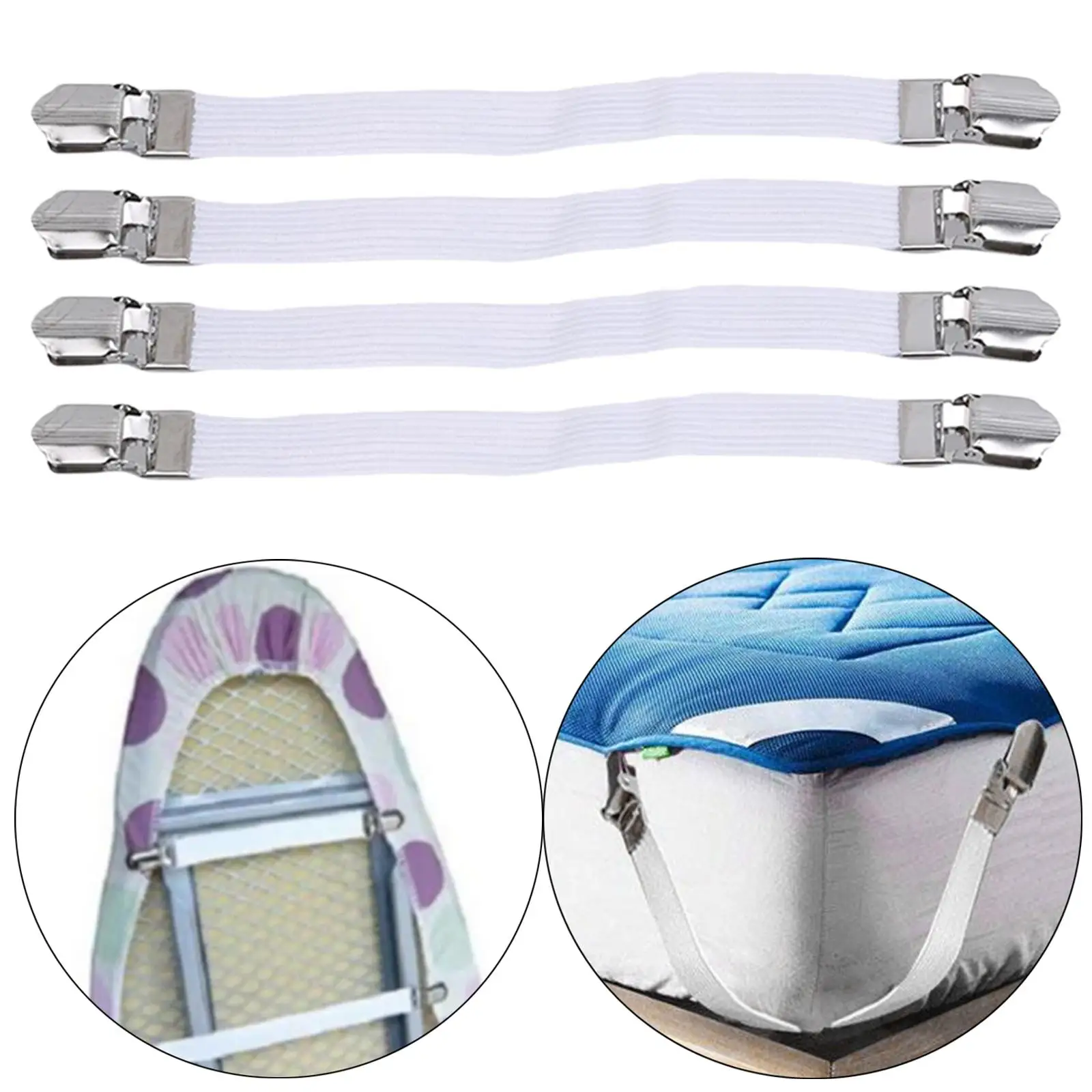 4Pcs Elastic Ironing Board Cover Fasteners Band Straps Clips Bed Sheet ironing board cover,ironing board accessories