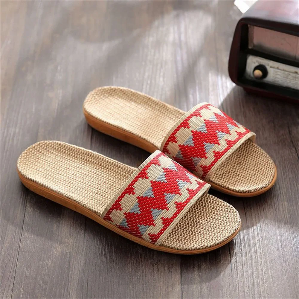 Comemore Home Summer Low Price Shoes Flat Sandals Ladies 2024 Comfortable Round Toe House Four Seasons Linen Slippers for Women