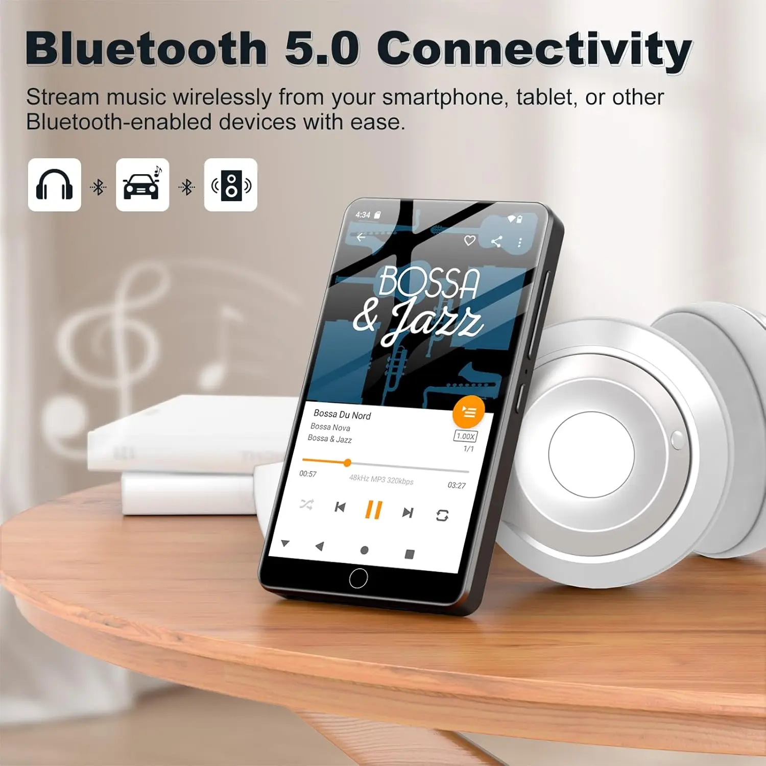 MECHEN WIFI MP3 Speler met Bluetooth, 4 Inch Touch Screen Android 9.0 MTK 8 Core MP4 Speler, Geïnstalleerd Spotify, Audible, Music, Deezer, Google Play, Video