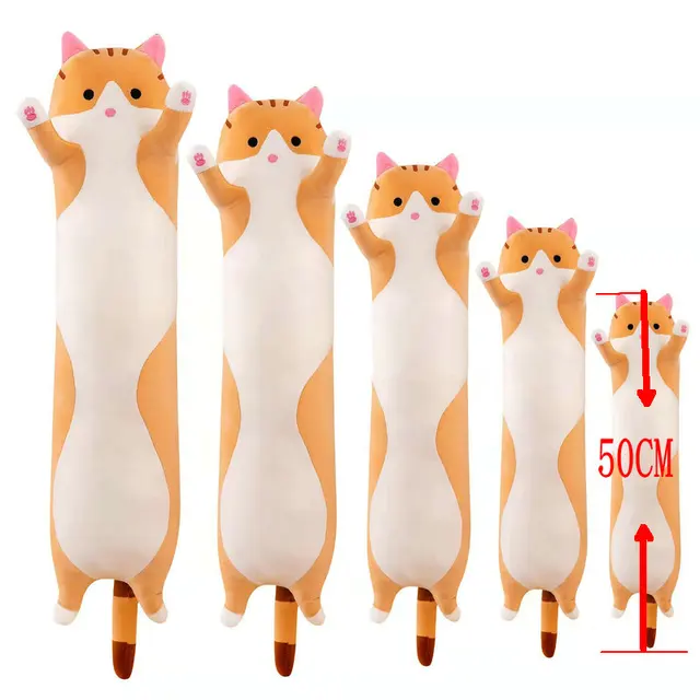 New Arrive 50cm Cute Soft Long Cat Boyfriend Plush Toys Stuffed Pause Office Nap Sleep Pillow Cushion Gift Doll for Kids Girls 1