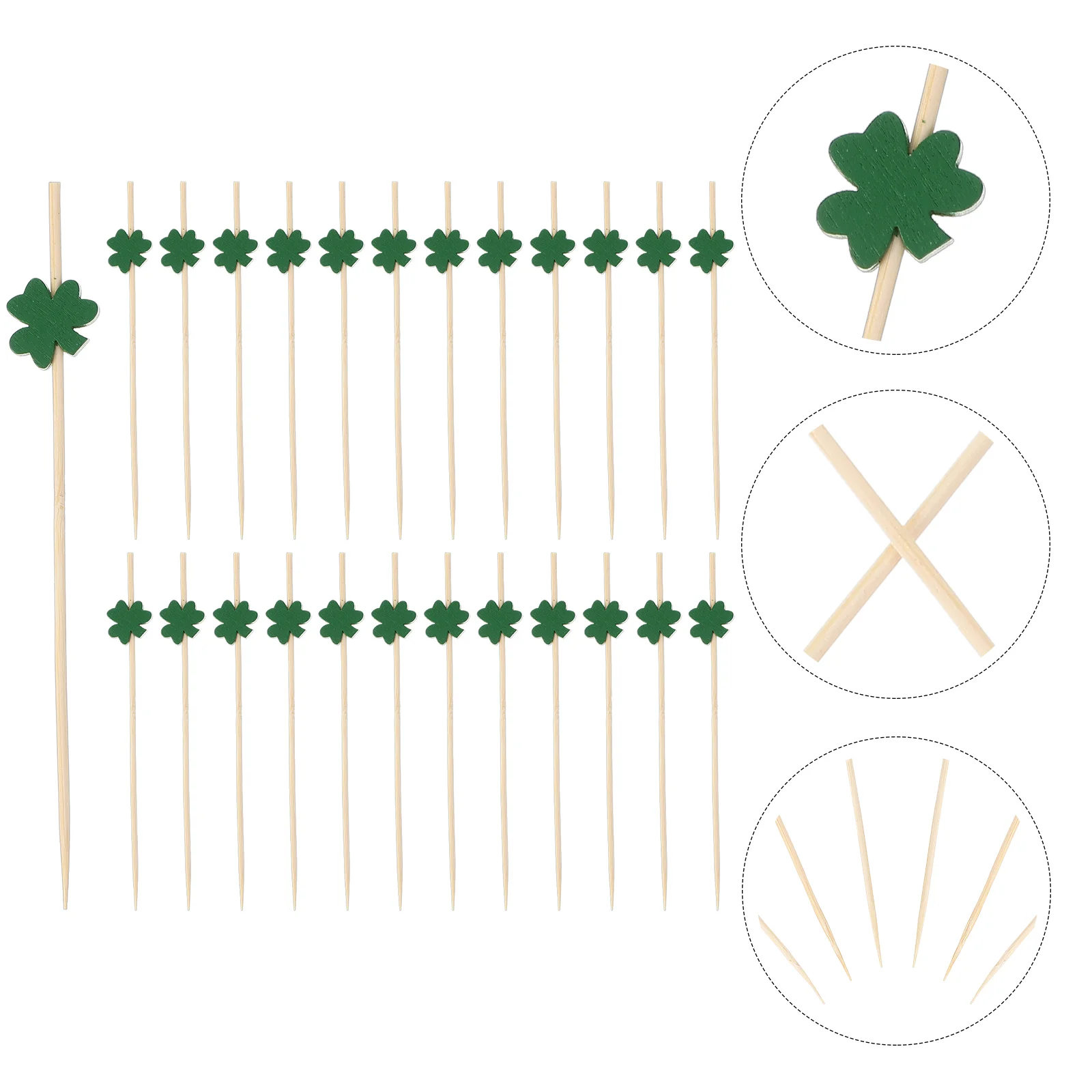 

St Patricks Day Cupcake Toppers 100Pcs St Patricks Day Shamrock Toothpicks Green Clovers Cocktail Sandwich Fruit Swizzle