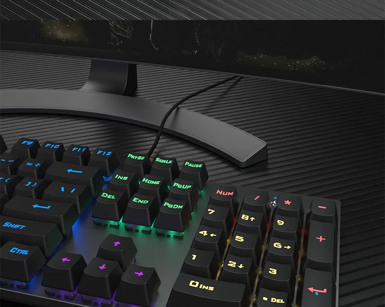 wifi keyboard for pc Metal Panel Mechanical Keyboard 104 Keys RGB Adjustment Mixed Light Colorful Led Water Proof For Gaming Working Office mini computer keyboard