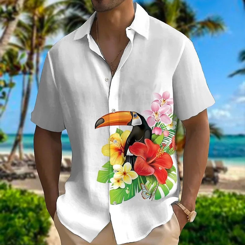 

AliExpress summer cardigan white shirt men's summer 3D trendy shirt top wear explosive short-sleeved color