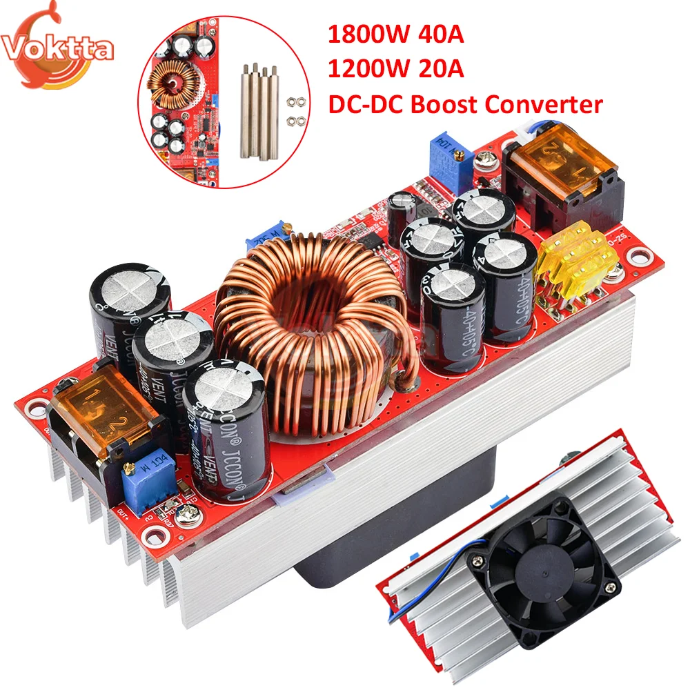 Dc-dc Boost Converter Step up Module Booster de Tensão Ajustável Fonte de Alimentação 1800w 1200w 20a Dc10v60v para Dc12v-90v