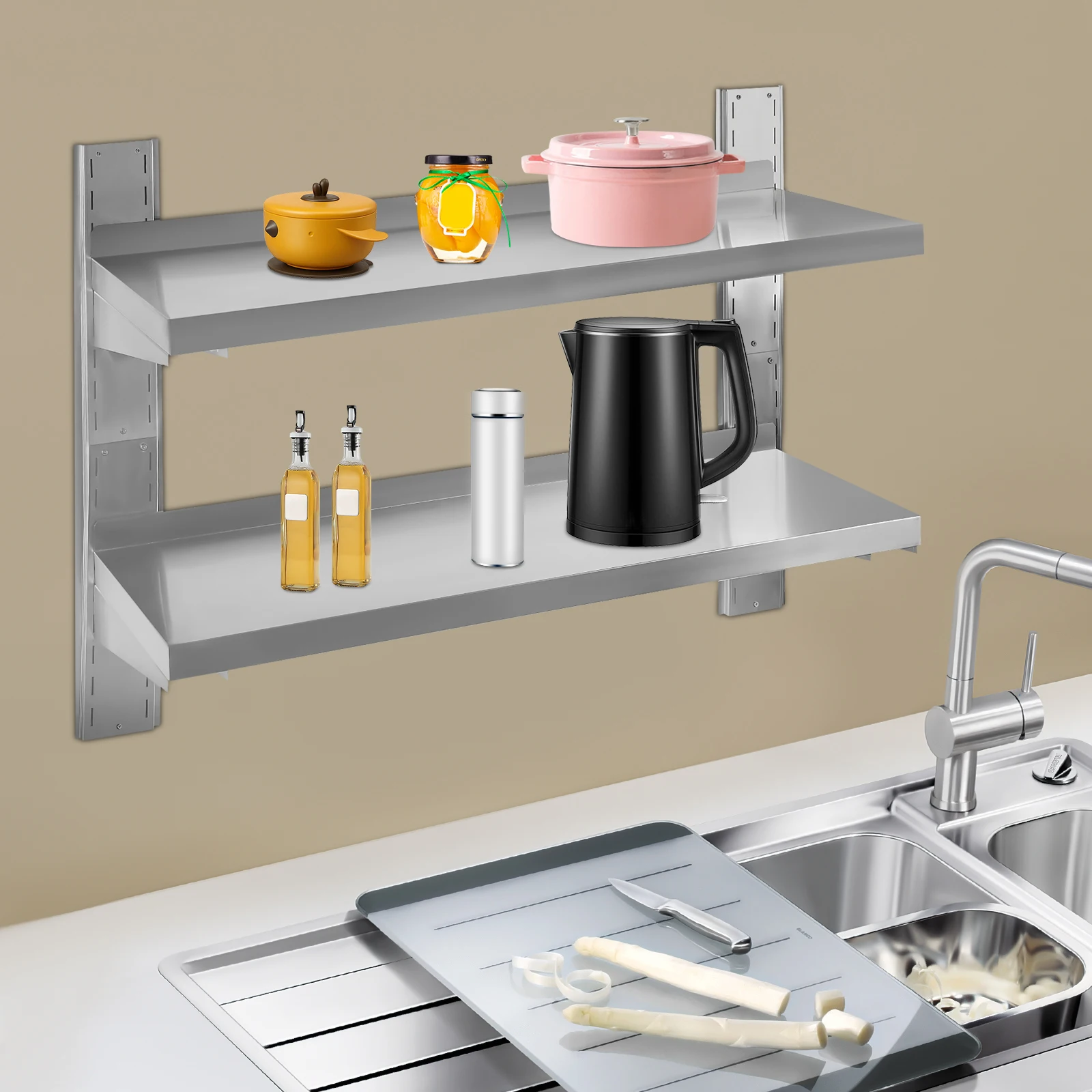 

Stainless Steel Wall Shelf Commercial Restaurant Bar Home Kitchen Laundry Garage And Utility Room